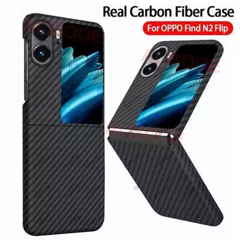 Чехол-книжка для Oppo Find N2, чехол из настоящего углеродного волокна для чехлов Oppo Find N2 Flip 5g, ультратонкий противоударный чехол из арамидного волокна, чехлы ForOPPO Find N2 Flip чёрный