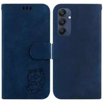 Чехол-книжка для Samsung Galaxy M35 5G, кожаный чехол для телефона, милый оттиск тигра Dark Blue