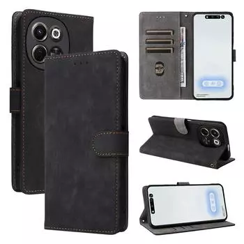 Чехол-книжка для Tecno Pova 6 Neo 5G/Spark 30 5G из искусственной кожи, полная защита корпуса, ударопрочный [блокировка RFID], чехол-кошелек с ремешком на руку чёрный