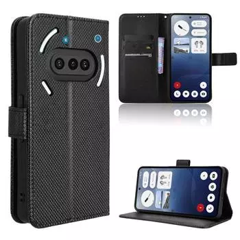 Чехол-книжка для телефона Nothing (3a) Кожаный чехол [Flip Vintage Leather] Кошелек ударопрочный прочный ретро чехол для телефона for Nothing Phone (3a) чёрный