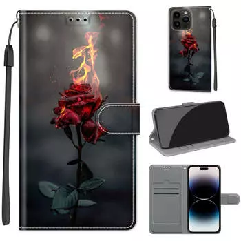 Чехол-книжка из искусственной кожи Flame Rose с откидной крышкой для фоторамки для iPhone Samsung Huawei Honor Xiaomi Redmi Oppo Sony Motorola Nokia Google Sony Xperia 5 IV
