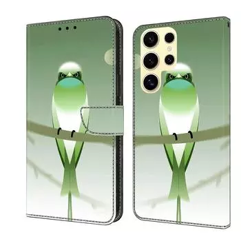 Чехол-книжка из искусственной кожи с зеленой птицей для iPhone Samsung Huawei Honor Google Redmi Xiaomi LG Motorola Sony Nokia Oneplus Oppo Realme 9 Pro Plus