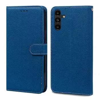 Чехол-книжка из кожи с текстурой личи для Samsung Galaxy A16 5G A06 M15 M35 M55 M 55 35 15 A 16 06, чехол-кошелек с бампером Samsung M55 5G темно-фиолетового
