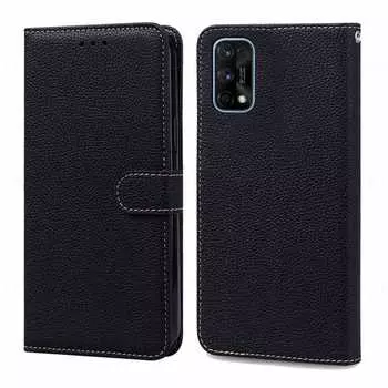 Чехол-книжка из кожи с текстурой личи для Motorola Edge 30 40 Moto G30 G22 G52 E30 G24 G10 E14 E22 E32 G54 G84 G55 G53 5G G34 G85 G82 чехол-кошелек-бампер Moto E22i чёрный