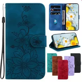 Чехол-книжка из кожи с тиснением Lily Fower для LG V40 ThinQ/Stylo5/Stylo6/Stylo7/LG Velvet Kickstand Wallet с отделениями для карточек для LG K42/K61/K40S/K50/Q60 LG Stylo7 5G коричневый