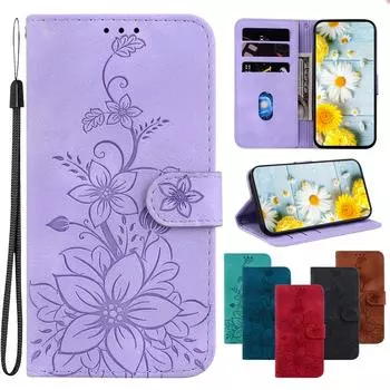 Чехол-книжка из кожи с тиснением Lily Fower для Blackview A60/A60 Pro с подставкой и отделениями для карт, чехол для Blackview A80/A80 Pro Blackview A80 Pro коричневый