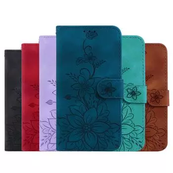 Чехол-книжка из кожи с тиснением Lily Fower для Nokia XR21/G42/C12/C22/C32/G22/C31/X30/G60, подставка-кошелек, слоты для карт, чехол для Nokia C21 G11 Plus G300 G11 Nokia XR21