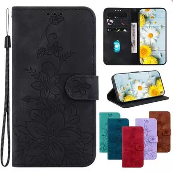 Чехол-книжка из кожи с тиснением Lily Fower для Google Pixel 9A/8A/Pixel 7A/Pixel 9/Pixel 6 6A с подставкой и отделениями для карточек для Google Pixel 5 5A Pro Google Pixel 9A коричневый