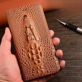 Чехол-книжка из натуральной кожи Samsung Note20 Ultra с рисунком под голову крокодила, защитный чехол для Galaxy Note20+. Samsung Note 20 темно-коричневого