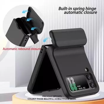 Чехол-книжка из ПК, жесткий чехол для телефона Samsung Galaxy Z Flip 6 5 4, чехол для Galaxy Flip, чехол для предотвращения падений, держатель для карт, чехол для телефона Galaxy Z Flip 4 чёрный