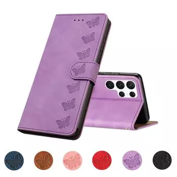 Чехол-книжка-кошелек для телефона Samsung Galaxy S23 S22 Ultra S21 Plus S20 Fe S10 S10e S9 S8 S7 S6 S5 S4, кожаный чехол с бабочкой Samsung S23 Plus чёрный