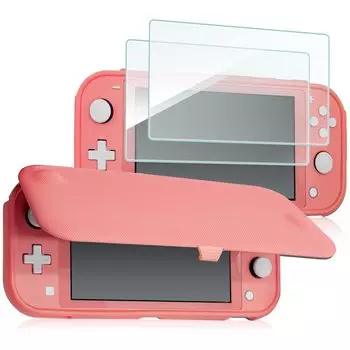 Чехол-книжка ProCase Switch Lite [в комплекте 2 стекла] Тонкий прозрачный мягкий чехол из ТПУ, противоударный защитный чехол, совместимые модели: Switch Lite 2019 – Коралловый