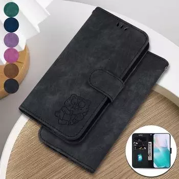 Чехол-книжка с симпатичным тигровым принтом в стиле ретро для Samsung Galaxy S25Plus S24 S23 Ultra, подставка, отделение для карт, чехол-книжка, кобура для Galaxy A16 A06 A55 M35 M55 Samsung Galaxy S10 коричневый