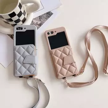 Чехол-кошелек через плечо для карточек для Samsung Galaxy Z Flip 5 4 3 Z Flip 4 Flip3 5G противоударный чехол из искусственной кожи Samsung Z flip 5 розового золота