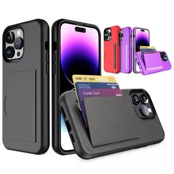 Чехол-кошелек для кредитных карт для IPhone 15 Pro Max Plus, противоударный бронированный гибридный чехол для Iphone 14, 12, 13, 11, 6, 7, 8, силиконовый защитный чехол For Apple iPhone 15 Pro Max красный