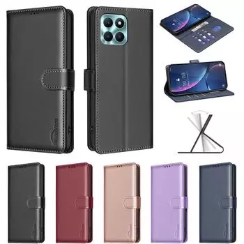 Чехол-кошелек для телефона-кошелька с рисунком личи из искусственной кожи с рисунком личи для Honor 200 Lite, X9b, X8b, X7b, X7a, X6a, Honor 100,100 Pro, Honor 90,90 Lite, X50i... Honor 90 Pro чёрный