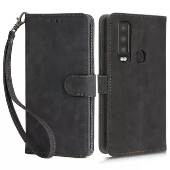 Чехол-кошелек для телефона Motorola Defy 2 5G/Cat S75 5G из искусственной кожи с защитой от RFID, подставкой и ремешком Black