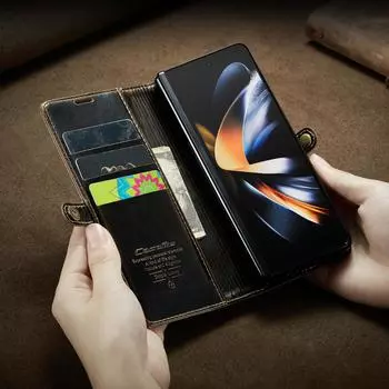 Чехол-кошелек из гладкой кожи с защитой от царапин для Samsung Galaxy Z Fold4 5g Fold 4 Fold3 Fold 3 Матовый на ощупь чехол-подставка for Samsung z fold 3 синий