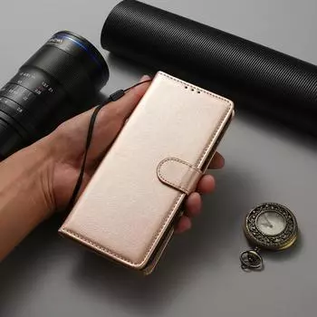 Чехол-кошелек из искусственной кожи для Samsung Galaxy S24 S23 S22 S21 Ultra FE S10 Plus S10e S9 S8 Plus S7 Edge с отделениями для карт For Galaxy S7&Case & Strap золотой