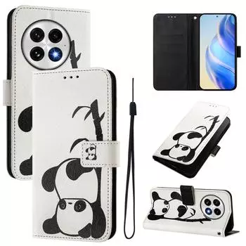 Чехол-кошелек из кожи с рисунком милой панды, чехол-книжка из искусственной кожи для Oneplus 9R, 8T, Nord CE2 5G, Nord 2T, Nord N300, Oneplus 11 12... Oneplus 9R белый