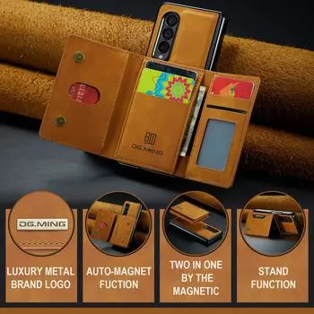 Чехол-кошелек из кожи с защитой от падений для Samsung Galaxy Z Fold 4 5g Fold4 Fold3 Fold 3 с защитой от ударов и держателем для карт for samsung z fold 3 кофейный