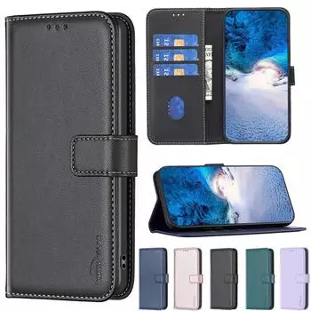 Чехол-кошелек из натуральной кожи с отделением для карт и магнитным флипом для iPhone 15 14 13 12 Pro Max Xs Max Xr 8/Samsung S24 S23 S22 S21 Ultra Plus A14 A13 A54 A53 A52 iPhone 6/6S чёрный