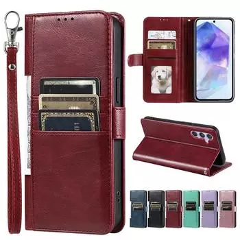 Чехол-кошелек с 6 слотами для карт для Samsung S24 S23 FE S22 S21 S20 Ultra A54 A53 A34 A15 A24 A14 A55 A05 A35, подставка для фоторамки, магнитный откидной чехол из искусственной кожи Samsung A22 4G/M32 4G розового золота