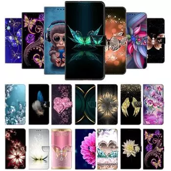 Чехол-кошелек с держателем для карт, чехол из искусственной кожи с цветочным принтом, подставка, ремешок на запястье, противоударный чехол для OPPO A52/A72/A92/A38/A18/A58/A98/A58/A78/Realme 9 OPPO A38 4G/A18