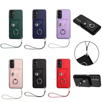 Чехол-кошелек с держателем для карт и кольцом-кронштейном для телефона Samsung Galaxy S20,S21,S22,S23,A12,A13,A14,A15,A24,A25,A33,A34,A53,A54,A55,M55,C55,M15... Samsung Galaxy S23 FE чёрный