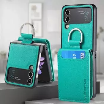 Чехол-кошелек с магнитным кольцом для Samsung Galaxy Z Flip 5 4 3 Flip5 Flip4 Flip3 5G, вертикальная кожаная подставка с подставкой Galaxy Z Flip5