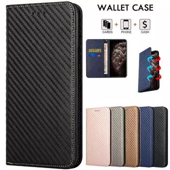 Чехол-кошелек с откидной крышкой для iPhone 15, 14, 13, 12, 11 XR, Samsung S24, S23, S22, S21, A55, A35, A15, A54, A34, A24, A14, A53, A23, A13, A52, Redmi 13C, Note 13, 12, 11, 10 iPhone 13 чёрный