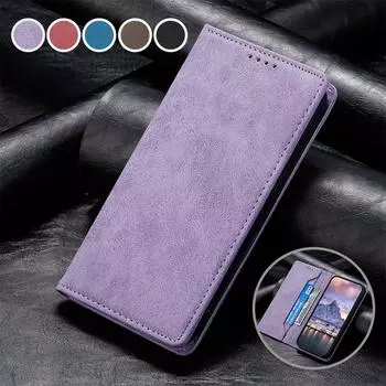 Чехол-кошелек с RFID-защитой от кражи и слотами для карт для iPhone Samsung Xiaomi Google OPPO из искусственной кожи, сильный магнитный держатель-подставка, откидная крышка OPPO Realme C55 4G чёрный