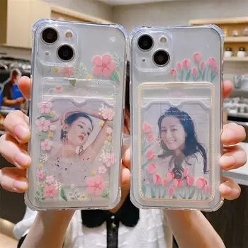 Чехол-кошелек с розовым цветком для Iphone 13 11 12 Pro Max Xs Xr X 7 8 Plus, противоударный прозрачный мягкий чехол с милым медведем For iPhone 11Pro Max