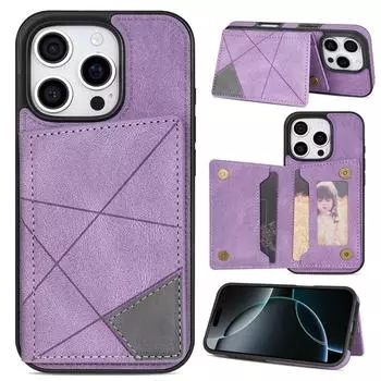 Чехол-кошелек Skin Feel с держателем для карт и фоторамкой для iPhone 16 15 14 13 12 11 Samsung S25 S24 S23 S22 S21 с регулируемой подставкой и откидной крышкой iPhone 6/6S темно-синий