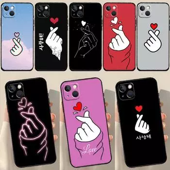 Чехол Kpop Finger Heart для iPhone X XR XS Max 12 13 Mini 7 8 Plus SE 2020 11 12 13 14 15 Pro Max задняя крышка iPhone 13 mini