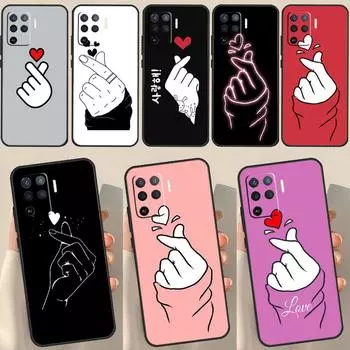Чехол Kpop Finger Heart для OPPO A74 A94 A54 A1K A15 A16 A52 A72 A83 A91 A93 A53S A5 A9 A31 A53 2020 OPPO A31 2020