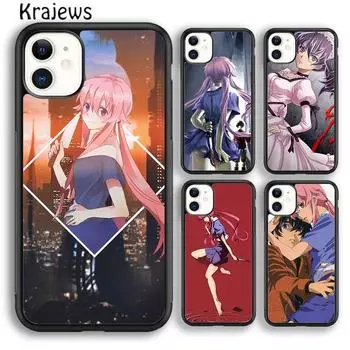 Чехол Krajews Mirai Nikki «Дневник будущего» для телефона iPhone 14 5 SE 6s 7 8 plus X XR XS 11 12 13 pro max Samsung S21 S22 ultra iPhone 6plus