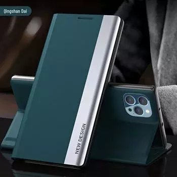 Чехол-кронштейн для iPhone 15 Pro Max с гальваническим покрытием, магнитной откидной крышкой и боковым окном iPhone 13 Pro Max/12 Pro Max