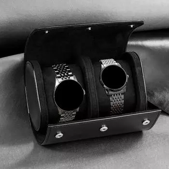 Чехол-кронштейн для коллекционера, дорожное запястье, 2 слота, подарок из искусственной кожи для мужчин и чёрный