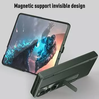 Чехол-кронштейн для Samsung Galaxy Z Fold 6 5 4 Fold 5 передний экран с защитной пленкой противоударный модный шарнирный чехол на ощупь For Samsung Z Fold 5 светло-синий