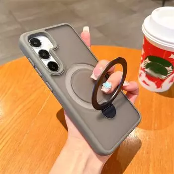 Чехол-кронштейн Magsafe для Samsung S24 Ultra S24 Plus S23, ультрамагнитный чехол-держатель для Galaxy S24, матовый прозрачный жесткий чехол S23Ultra чёрный