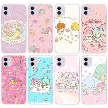 Чехол KT66 Cute Little Twins Star для Samsung A04 A14 A23 A34 A54 M23 M33 M52 M53 Realme 10 9 C30S C35 C55 VIVO Y02S Y21 Y33S Y51 X80 Pro, прозрачный чехол Infinix Note 11 Pro зелёный