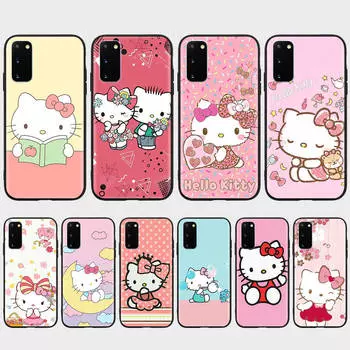 Чехол KT70 Hello Kitty для iPhone 16 15 Plus 14 13 12 11 Pro 8 7 6S 6 SE 5S X XR XS Max Realme C30 C33 C31 9I Huawei P30 черный мягкий чехол Samsung S7 Edge капри