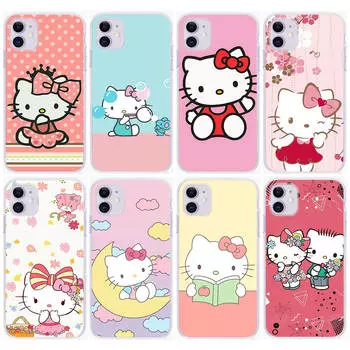 Чехол KT70 Hello Kitty для Samsung A04 A14 A23 A34 A54 M23 M33 M52 M53 Realme 10 9 C30S C35 C55 VIVO Y02S Y21 Y33S Y51 X80 Pro Прозрачный чехол Infinix Note 11S гагат