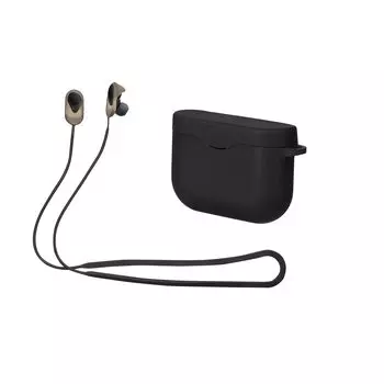 Чехол kwmobile 2in1, совместимый с Sony Case Strap, силиконовый чехол для защиты от падений, чехол WF-1000XM3 - черный/черный