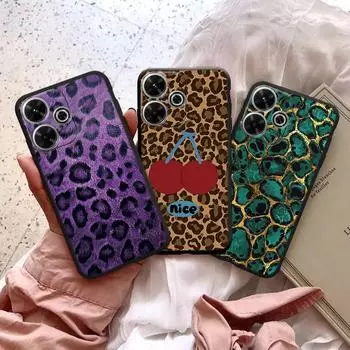Чехол Leopard для iPhone Samsung A55 A35 M34 S24 Xiaomi Redmi 13 Pro 14C Huawei Honor противоударный бампер для телефона черный матовый TPU с защитой от царапин и полным покрытием Samsung Galaxy S20 FE