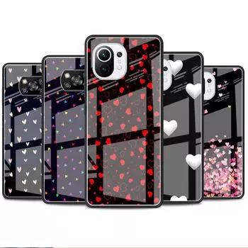 Чехол LOVE Heart Glass для Xiaomi Poco X3 NFC 11 Lite 11T F3 M3 для Redmi Note 11 10 9 8 Pro 10S 9S 9A 9C Чехол для телефона Xiaomi Poco M3