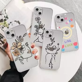 Чехол Love Line Flower для iPhone 14 11 12 Pro 13 Pro Max XR XS X 6s 7 8 Plus SE 2020 13 Mini, роскошный противоударный прозрачный чехол iPhone 14 Pro Max