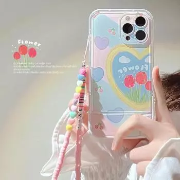 Чехол Love Rainbow Chain для Iphone 12 Pro Max 13 11 7 8 Plus, мягкий силиконовый чехол для Iphone Xs X Xr Se с подставкой и ремешком iphone 7plus