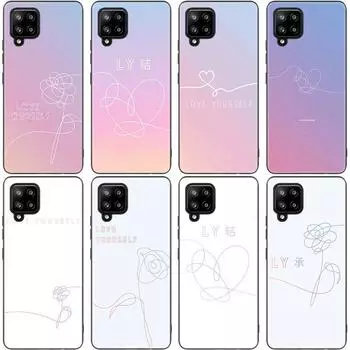 Чехол Love Yourself с цветком для Samsung Galaxy A12 A02S A22 A32 A52 A72 A71 A51 A41 A31 A21 A11 A50 A70 A10S A20S, черный мягкий чехол Samsung A02